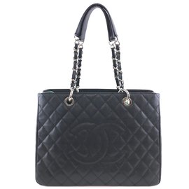 Chanel-Chanel Gst Grand Shopping Black Quilted Caviar Leather-Black