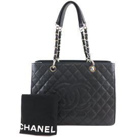 Chanel-Chanel Gst Grand Shopping Cuero Caviar Acolchado Negro-Negro