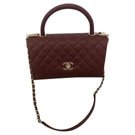 Chanel-FLAP BAG WITH TOP HANDLE-Dark red