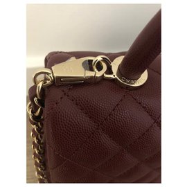 Chanel-FLAP BAG WITH TOP HANDLE-Dark red