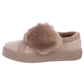 Max Mara Baskets en cachemire à finitions vison Beige