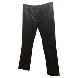 Guess-Leather trousers with zips-Black