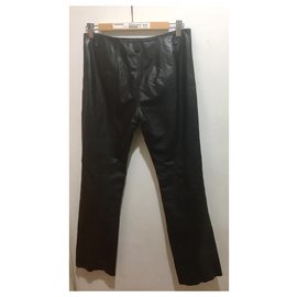 Guess-Leather trousers with zips-Black