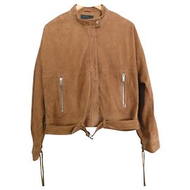 Ikks Camel Goatskin Leather Jacket L Brown Light brown Caramel