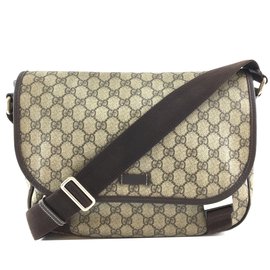 Gucci-Gucci Supreme GG Guccissima Flap en toile et cuir-Beige