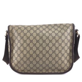 Gucci-Gucci Supreme GG Guccissima Flap en toile et cuir-Beige