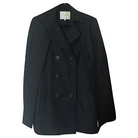 Maje Gady Trench Coat Capa Preto de Algodão Preto