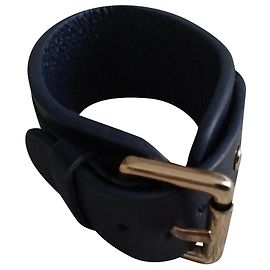 Massimo Dutti Leather Bracelet Navy Blue Navy blue