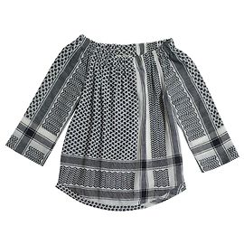 Blusa in cotone bianca e nera Cecilie Copenhagen Nero Bianco