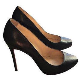 Christian Louboutin-Escarpins hauteur 10 cm noirs pointure 39-Noir