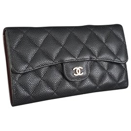 Chanel-Klassische Brieftasche-Schwarz
