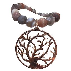 Rita & Zia pulsera árbol de la vida chapada en oro rosa modelo grande Rosa Dorado Gris