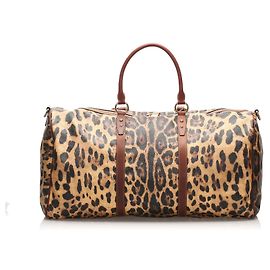 Bolsa de viagem Dolce & Gabbana Brown com estampa de leopardo Marrom