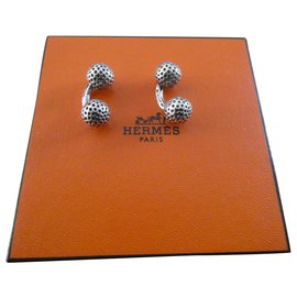 Hermès-Hermès Paar Golfball-Manschettenknöpfe aus Sterlingsilber-Silber