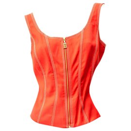 Escada-Conjunto de blazer e corpete Escada vintage em laranja brilhante - SZ36 / 34-Vermelho