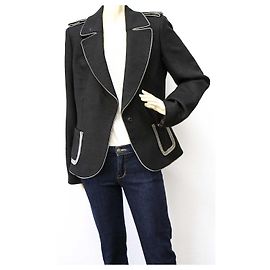 Vintage Iceberg Dark Grey Contrast Trim wool & silk Single Button Blazer - SZ 48 Grey