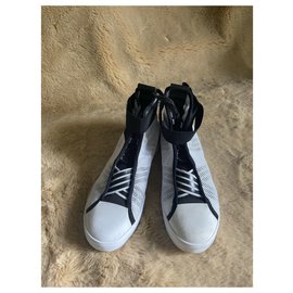 Yohji Yamamoto-Yohji Yamamoto Y-3 altas zapatillas de deporte superiores-Negro,Blanco