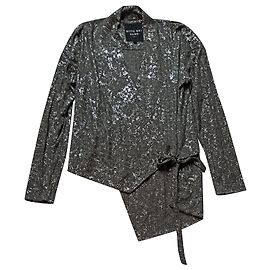 Bitte Kai Rand grauer Bolero Cardigan mit silbernen Mustern Silber Grau