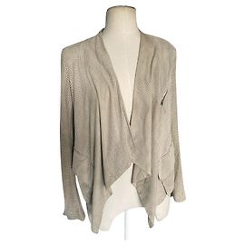 Donna Karan Open front suede jacket laser cut Beige