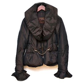 Moncler Pepper Grenoble short ruffle puffer jacket brown Brown