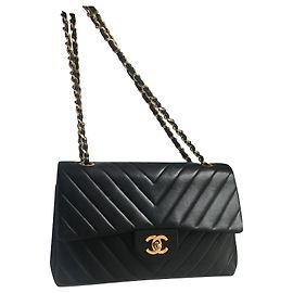 Chanel Rabat classique chevron vintage Noir