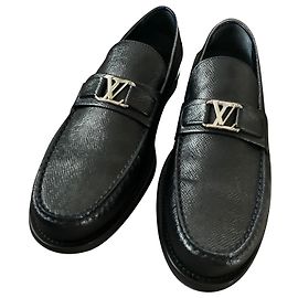 Louis Vuitton Black Leather Lace Ups Black