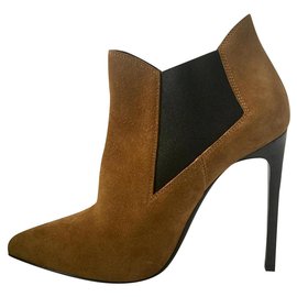 Saint Laurent-Chelse Gliitter Ankle boots-Brown,Black