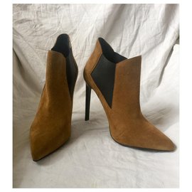 Saint Laurent-Chelse Gliitter Ankle boots-Brown,Black