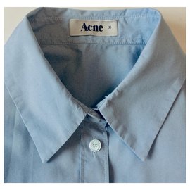 Acne-Camisa de algodón celeste-Azul claro
