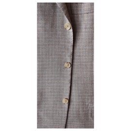 Ermenegildo Zegna-ZEGNA NAPOLI COUTURE / BEIGE CHECKED BLAZER IN CASHMERE AND SILK-Beige