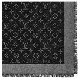 Louis Vuitton-M75123  Scialle Monogram Shine-Black