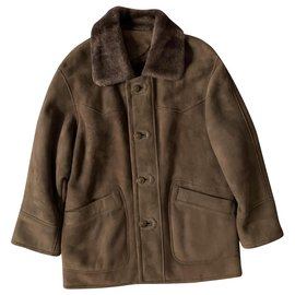 Yves Saint Laurent-Sample YSL shearling fur coat-Taupe