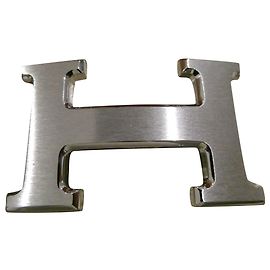 Hermès belt loop 5382 in brushed palladium steel 32MM Silvery