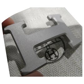 Hermès-boucle de ceinture hermès en acier PVD mat argenté 32mm-Argenté