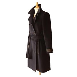 Zapa Sailor & leather coat Navy blue