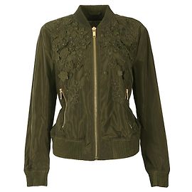Michael Kors Leichte gestickte Bomberjacke Khaki