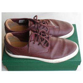 Lacoste-Lacoste genuine leather shoe-Dark red