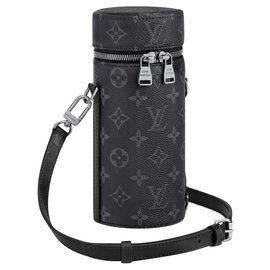 Louis Vuitton Monogram Eclipse Bottle Holder Grey Leather Grey