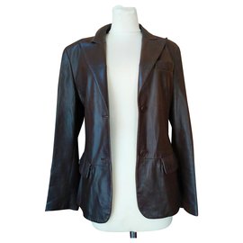 Max Mara Leather Jacket Chocolate Chocolate