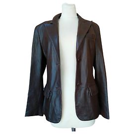 Veste en cuir Max Mara Chocolat Chocolat