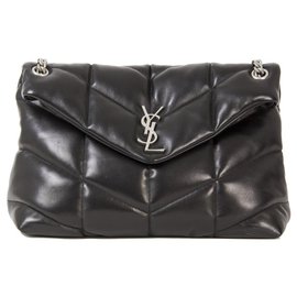 Saint Laurent-Loulou Puffer Medium leather bag-Black