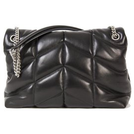 Saint Laurent-Loulou Puffer Medium leather bag-Black