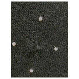 Acne-Jersey de punto de lino con tachuelas de acné Precious, Talla M-Negro,Plata