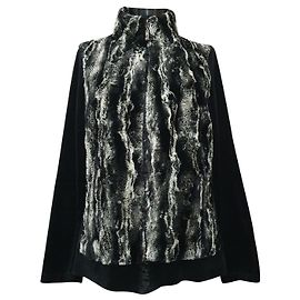 Louis Féraud Strickjacke Jacke Schwarz Grau Baumwolle Pelz Schwarz Mehrfarben Grau