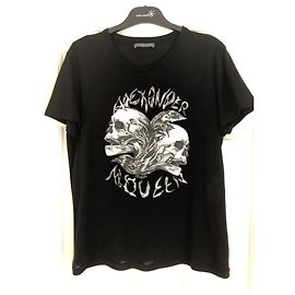 Camiseta Alexander McQueen de algodón con estampado de calaveras negra Negro