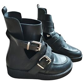 Bottines Maje en cuir noir 38 Noir