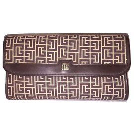 Balmain-BALMAIN vintage men's clutch-Brown,Eggshell