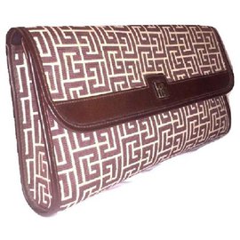 Balmain-BALMAIN vintage men's clutch-Brown,Eggshell
