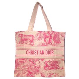 DIOR sac cabas toile de jouy Rouge Beige