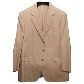 BRIONI / CHAMPAGNE CHECKED JACKET 100% Pure cashmere Sand